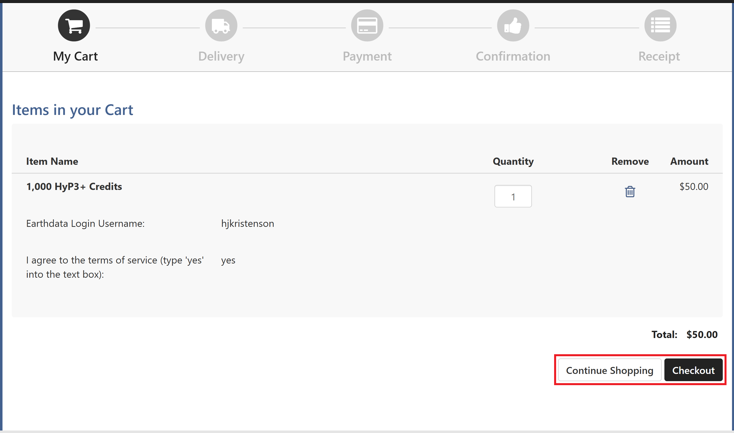 Continue Shopping or Checkout