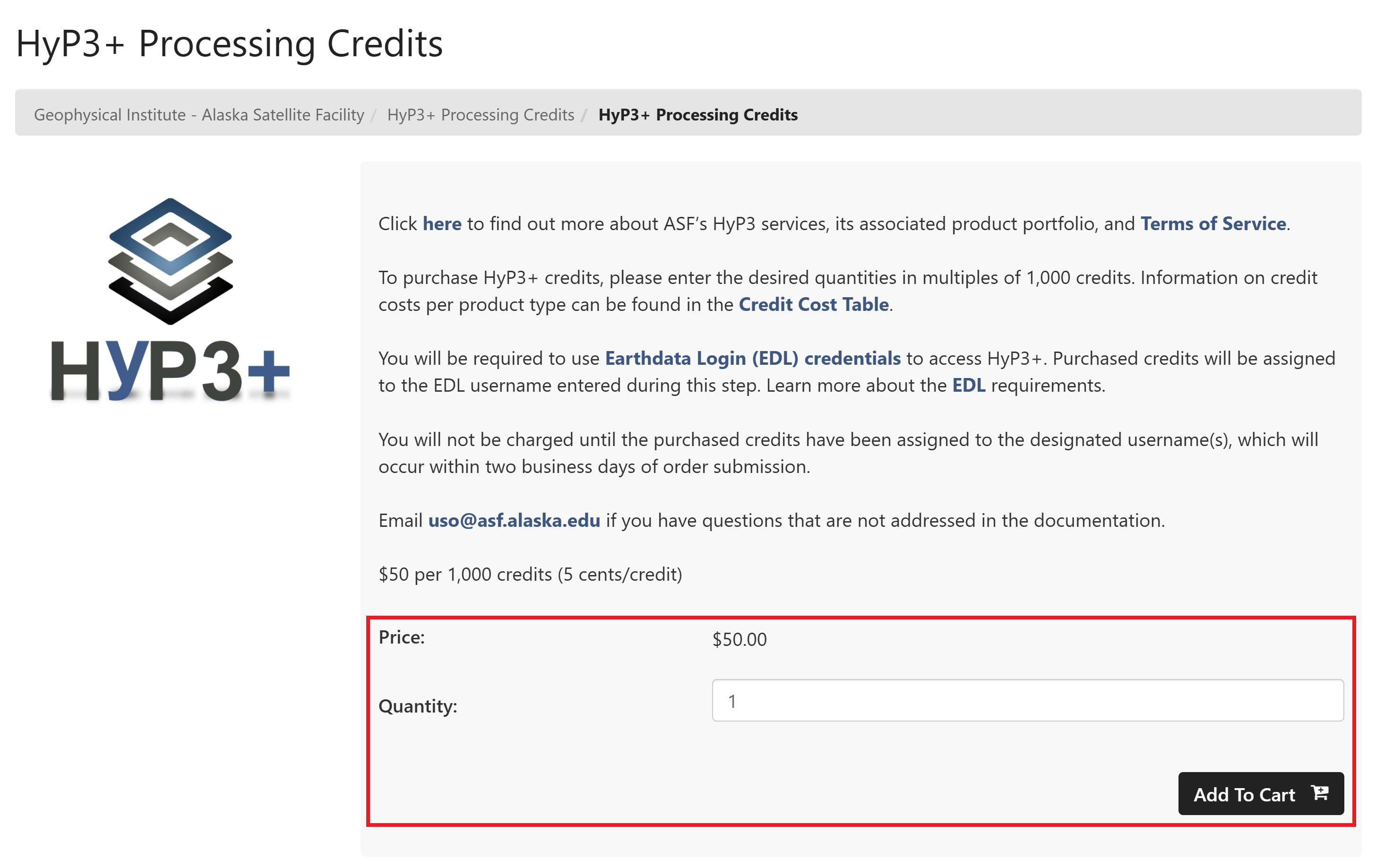 Credit purchase interface