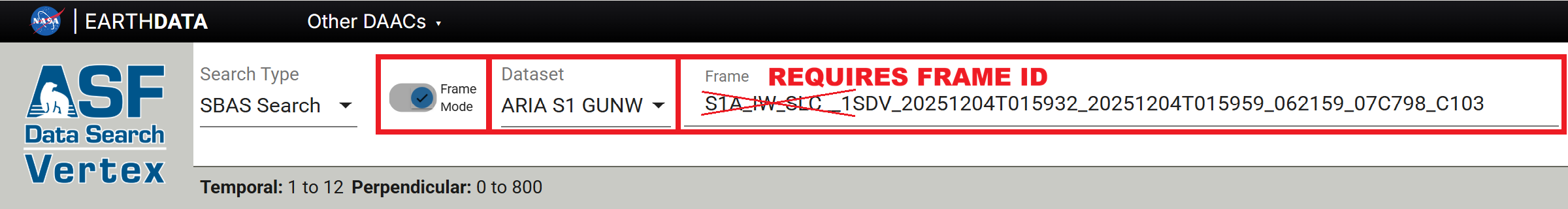 "ARIA GUNW Frame Mode"