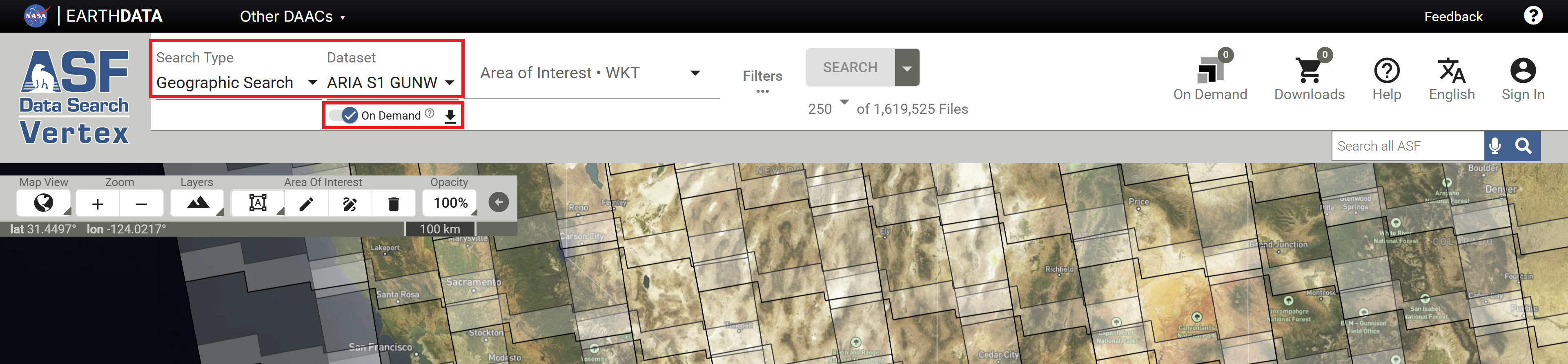 ARIA S1 GUNW On Demand Toggle Switch ARIA S1 GUNW On Demand Toggle