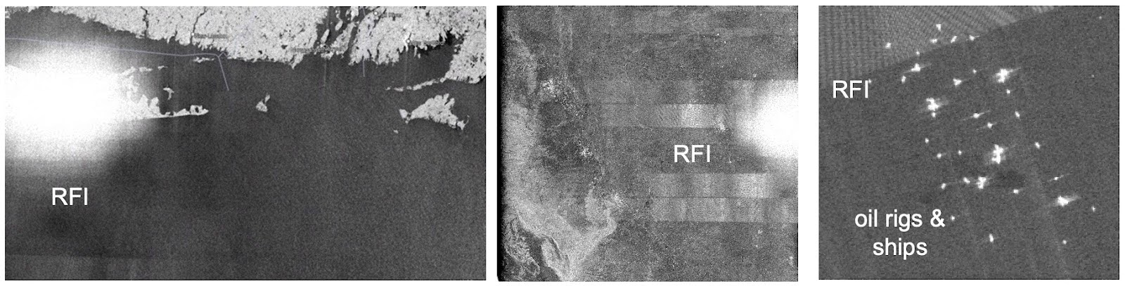 Examples of RFI over different regions.