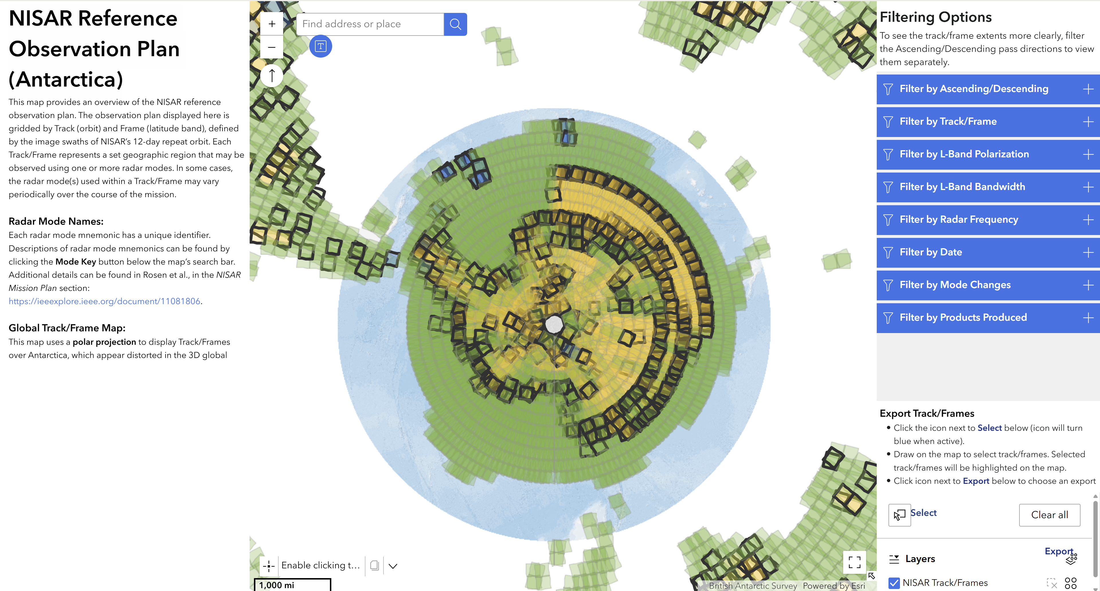 Click to open the NISAR Reference Observation Plan app (Antarctic view)